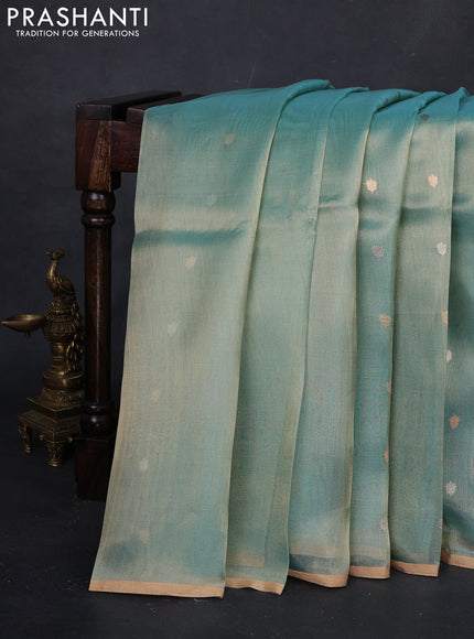Teal Blue Banarasi Tissue Silk Saree