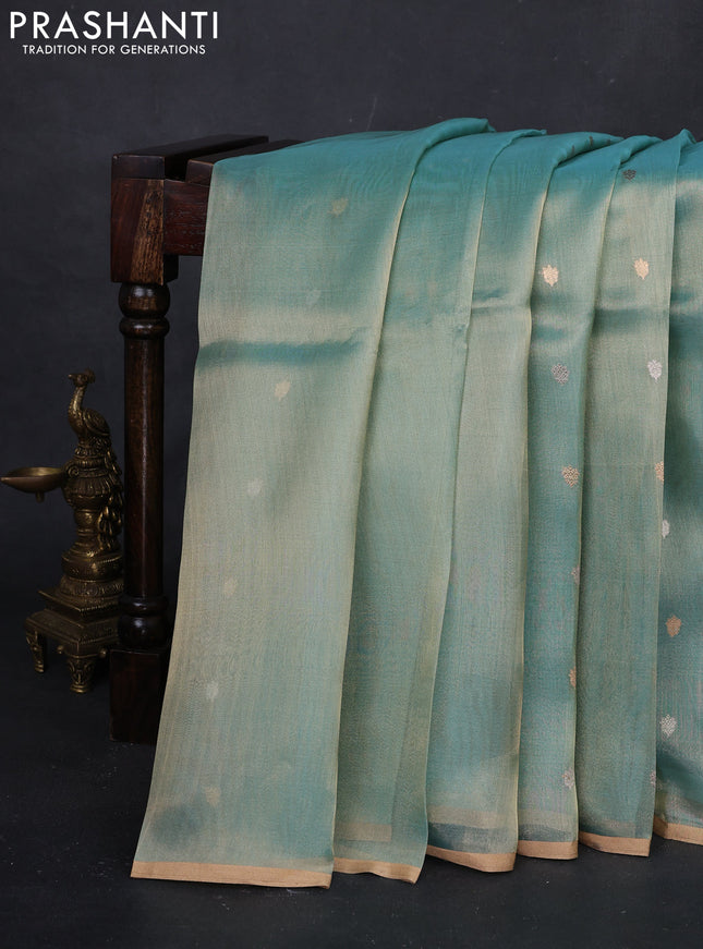Teal Blue Banarasi Tissue Silk Saree