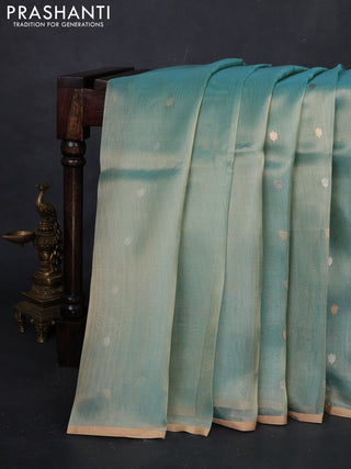 Teal Blue Banarasi Tissue Silk Saree
