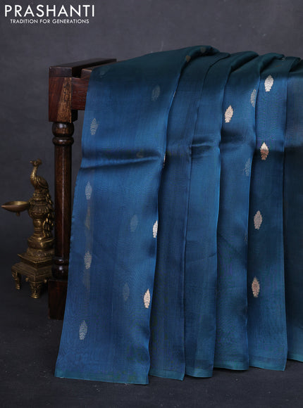 Peacock Blue Banarasi Tissue Silk Saree