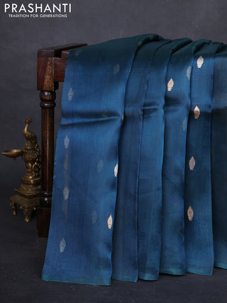 Peacock Blue Banarasi Tissue Silk Saree