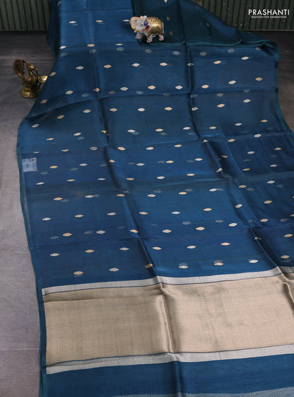 Peacock Blue Banarasi Tissue Silk Saree