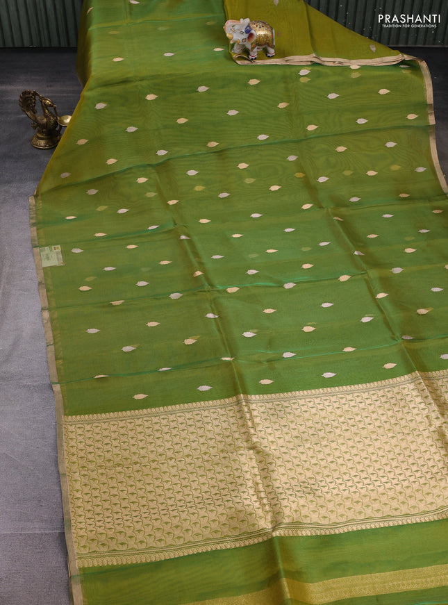 Green Banarasi Tissue Silk Saree