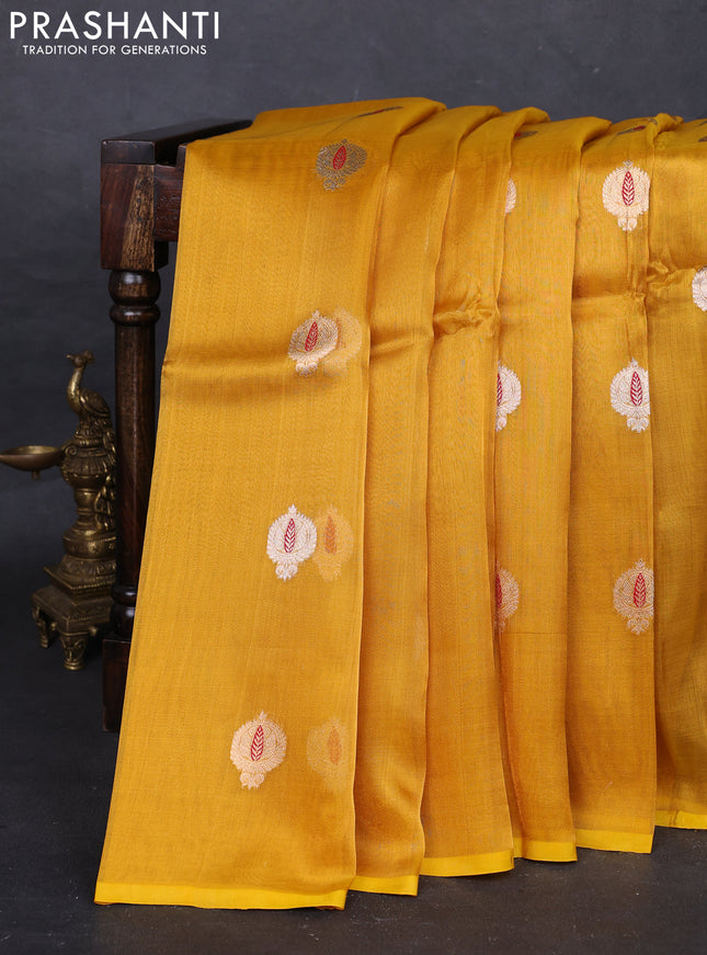 Yellow Banarasi Tissue Silk Saree