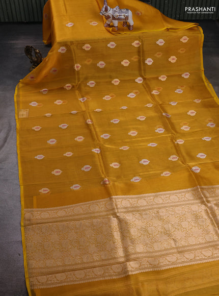 Yellow Banarasi Tissue Silk Saree