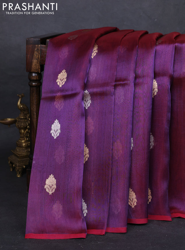 Purple Banarasi Tissue Silk Saree
