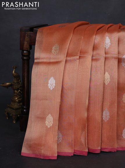Peach Banarasi Tissue Silk Saree