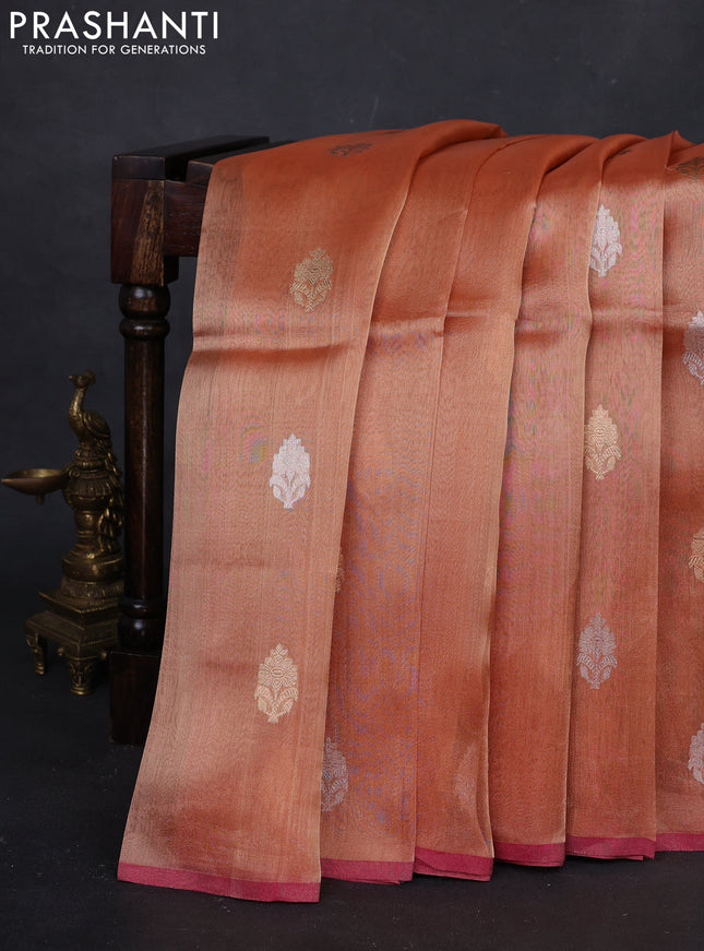 Peach Banarasi Tissue Silk Saree