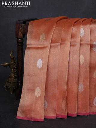 Peach Banarasi Tissue Silk Saree