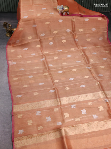 Peach Banarasi Tissue Silk Saree