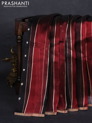 Black & Maroon Banarasi Tissue Silk Saree