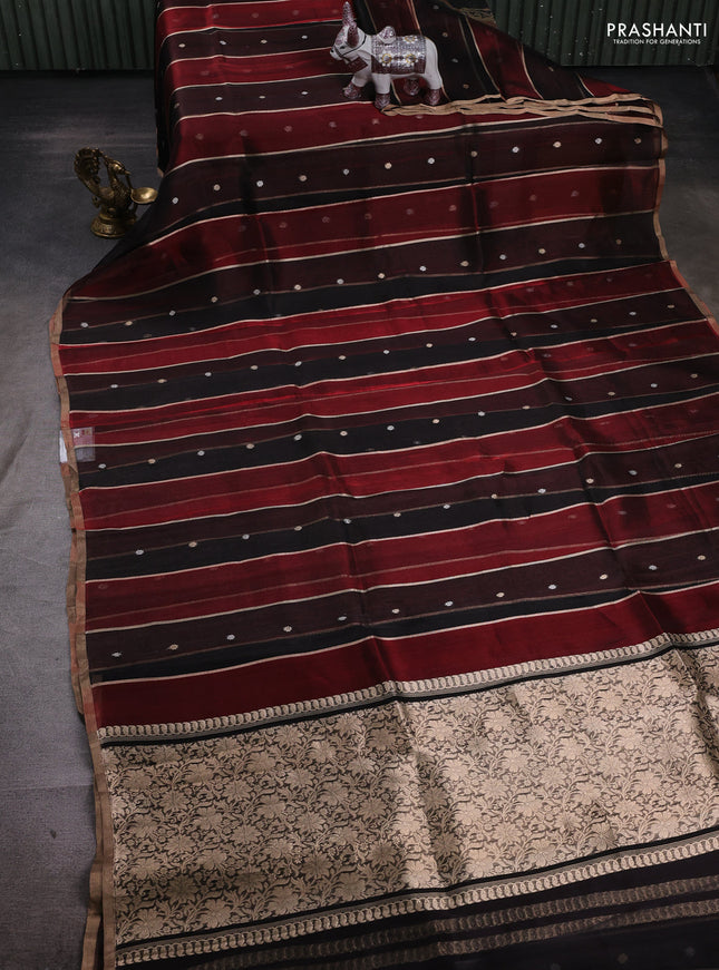 Black & Maroon Banarasi Tissue Silk Saree