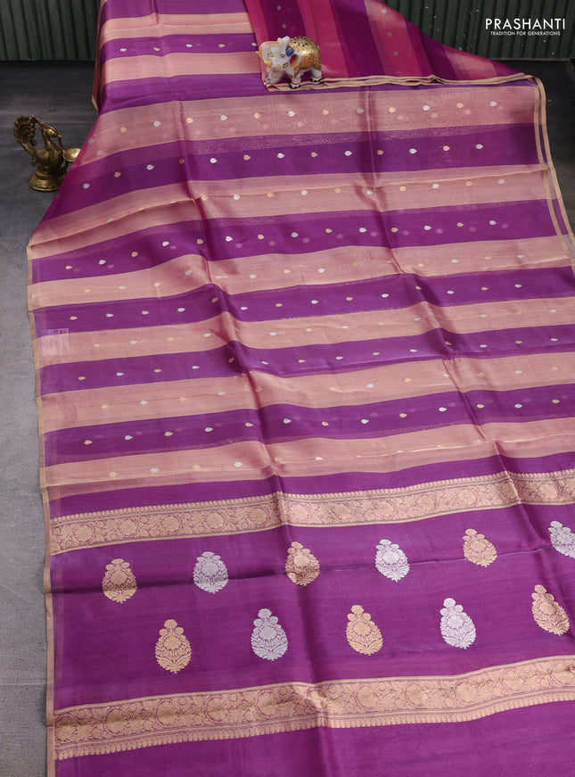 Magenta Pink Banarasi Tissue Silk Saree