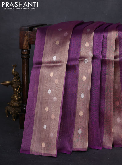Purple Banarasi Tissue Silk Saree