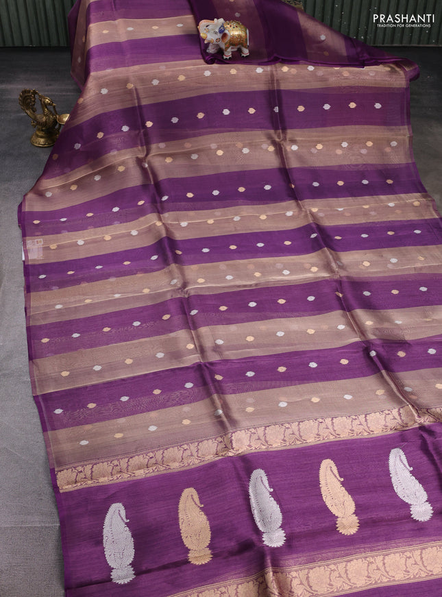 Purple Banarasi Tissue Silk Saree