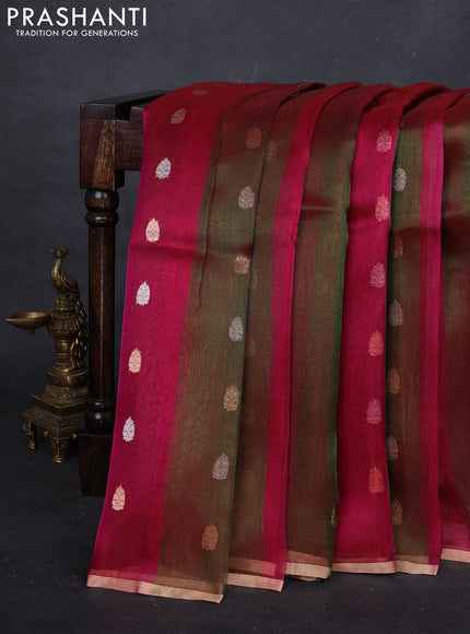 Pink & Green Banarasi Tissue Silk Saree
