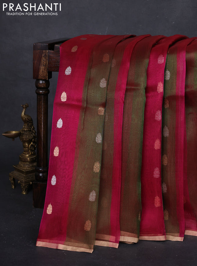 Pink & Green Banarasi Tissue Silk Saree