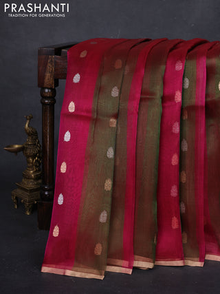 Pink & Green Banarasi Tissue Silk Saree
