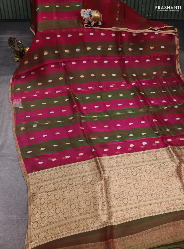 Pink & Green Banarasi Tissue Silk Saree