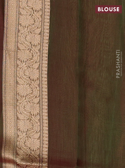 Pink & Green Banarasi Tissue Silk Saree