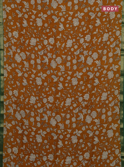 Mustard Yellow & Green Muslin Silk - Prints