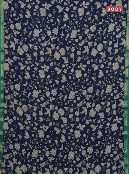 Blue & Teal Green Muslin Silk - Prints
