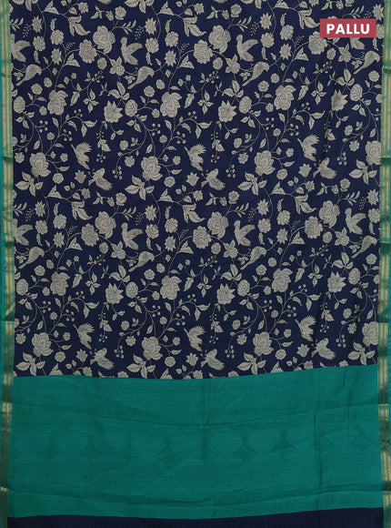 Blue & Teal Green Muslin Silk - Prints
