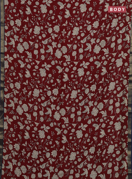 Maroon & Peacock Blue Muslin Silk - Prints
