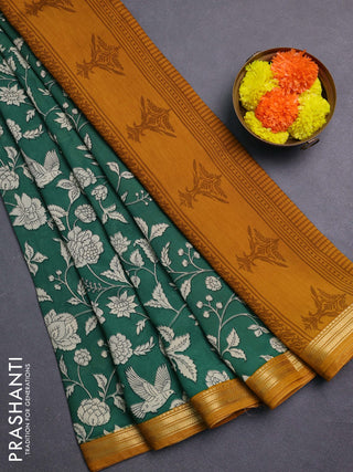 Green & Mustard Yellow Muslin Silk - Prints