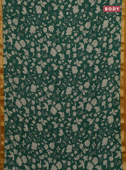 Green & Mustard Yellow Muslin Silk - Prints