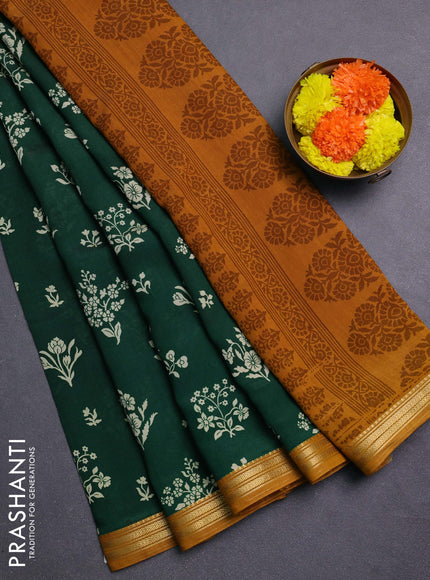 Green & Mustard Yellow Muslin Silk - Prints