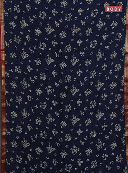 Blue & Maroon Muslin Silk - Prints