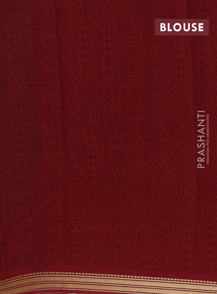 Blue & Maroon Muslin Silk - Prints