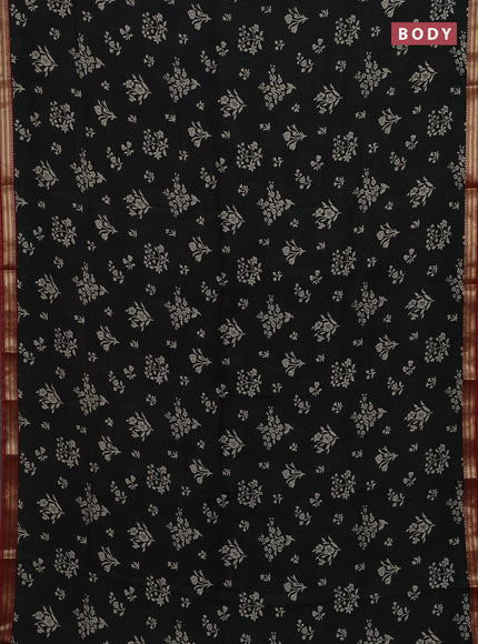 Black & Maroon Muslin Silk - Prints