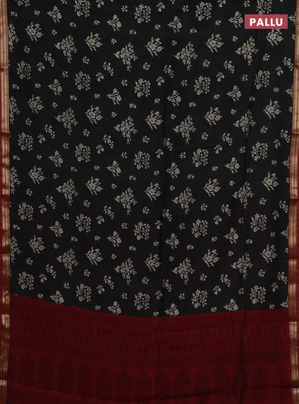 Black & Maroon Muslin Silk - Prints