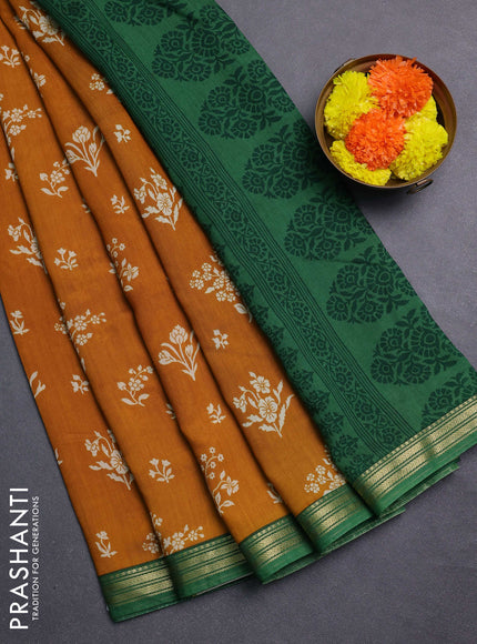 Mustard Yellow & Green Muslin Silk - Prints