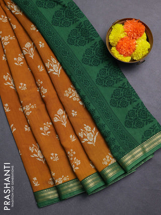 Mustard Yellow & Green Muslin Silk - Prints