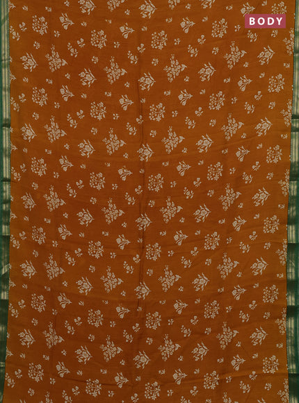 Mustard Yellow & Green Muslin Silk - Prints