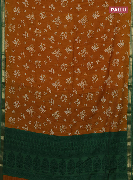 Mustard Yellow & Green Muslin Silk - Prints