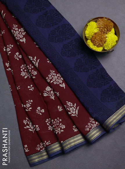 Maroon & Peacock Blue Muslin Silk - Prints