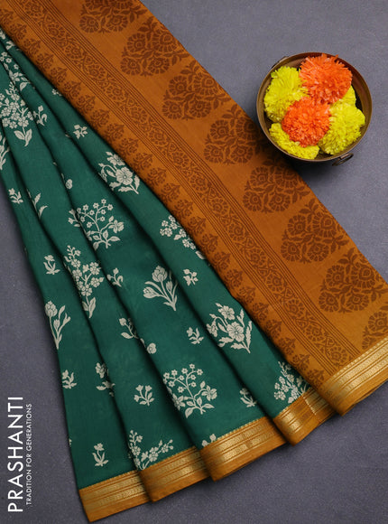 Green & Mustard Yellow Muslin Silk - Prints