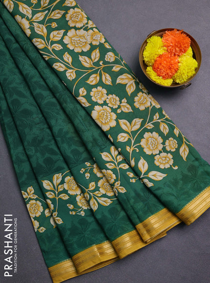 Green & Mustard Yellow Muslin Silk - Prints