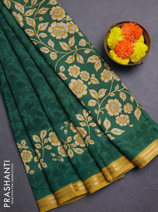 Green & Mustard Yellow Muslin Silk - Prints