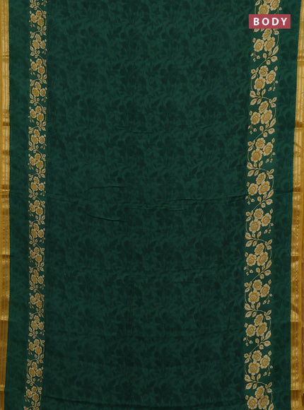 Green & Mustard Yellow Muslin Silk - Prints