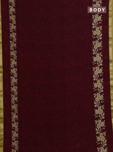 Maroon & Mustard Yellow Muslin Silk - Prints
