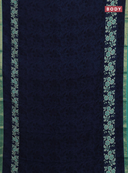 Peacock Blue & Teal Green Muslin Silk - Prints