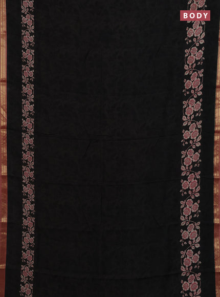Black & Peach Muslin Silk - Prints