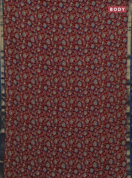 Maroon & Grey Muslin Silk - Prints
