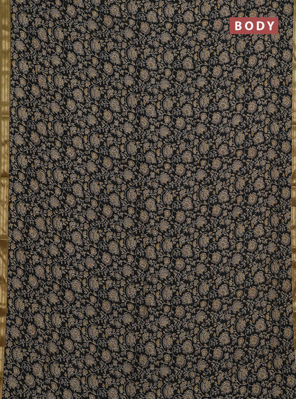 Black & Mustard Green Muslin Silk - Prints