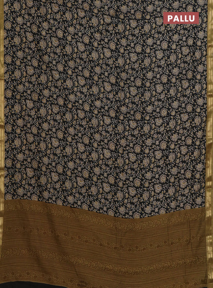Black & Mustard Green Muslin Silk - Prints